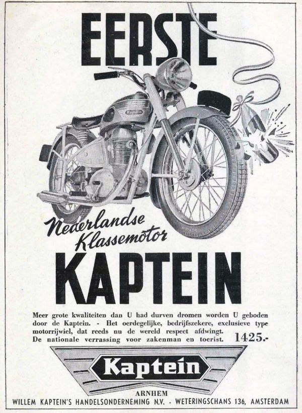 Advertentie Kaptein motorfietsen uit KNMV Motorwereld