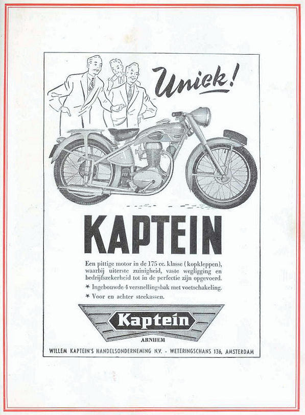 Advertentie Kaptein motorfietsen uit KNMV Motorwereld