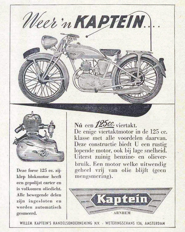 Advertentie Kaptein motorfietsen uit KNMV Motorwereld