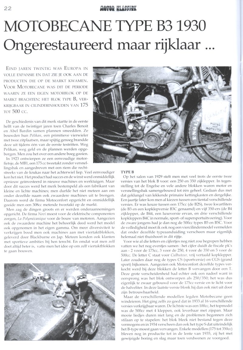 Artikel uit Motorklassiek 1e blz.