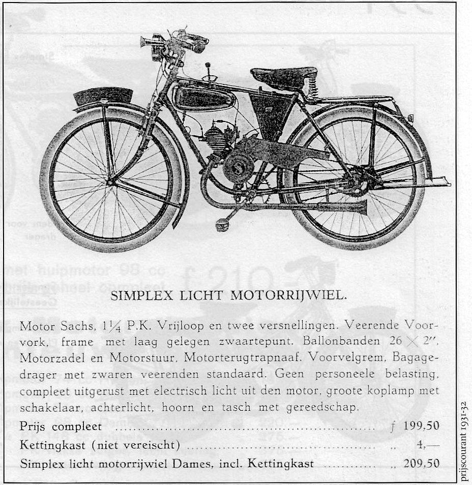 Simplex prijscourant 1932